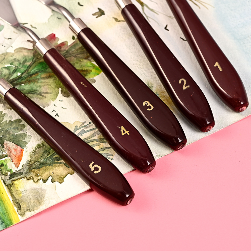 Cross-border Amazon 5-piece oil Painting scraper set, Color mixing scraper Art acrylic painting 5-piece oil painting scraper set pic 24