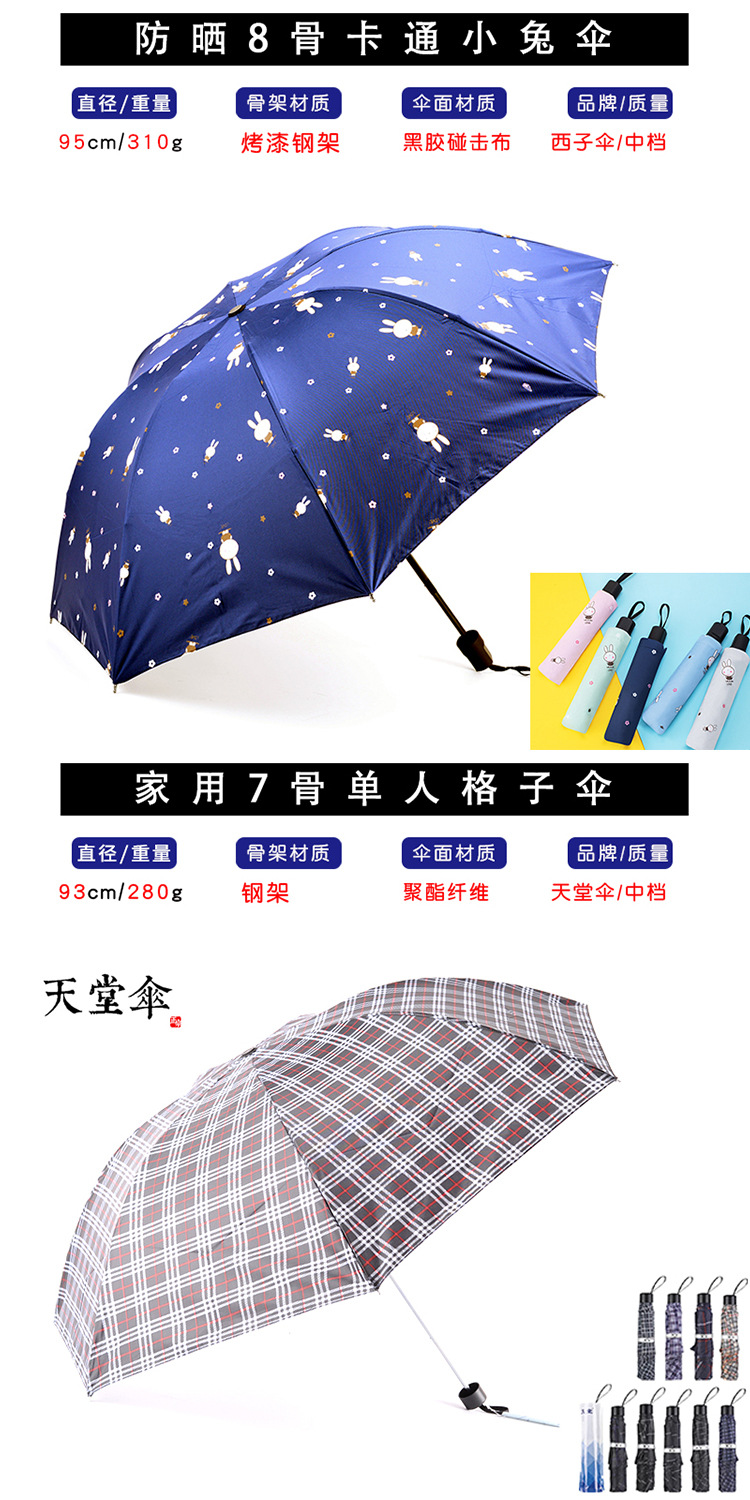 促销广告十骨加大格子伞双人商务伞礼品三折叠晴雨伞批发厂家直销详情12
