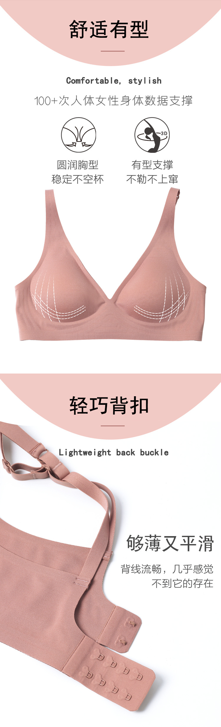 外扩无痕果冻内衣女薄小胸聚拢调整型大胸显小文胸套装无钢圈胸罩详情5