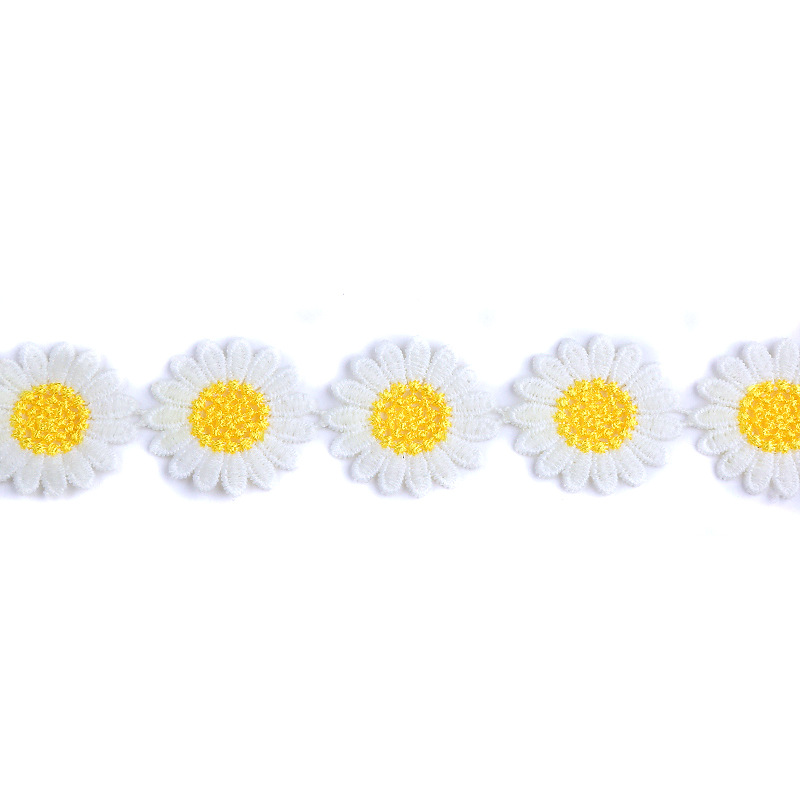 Best-selling in-stock 3.5CM best-selling yellow chrysanthemum milk silk lace colorful embroidery accessory home textile lace pic 10