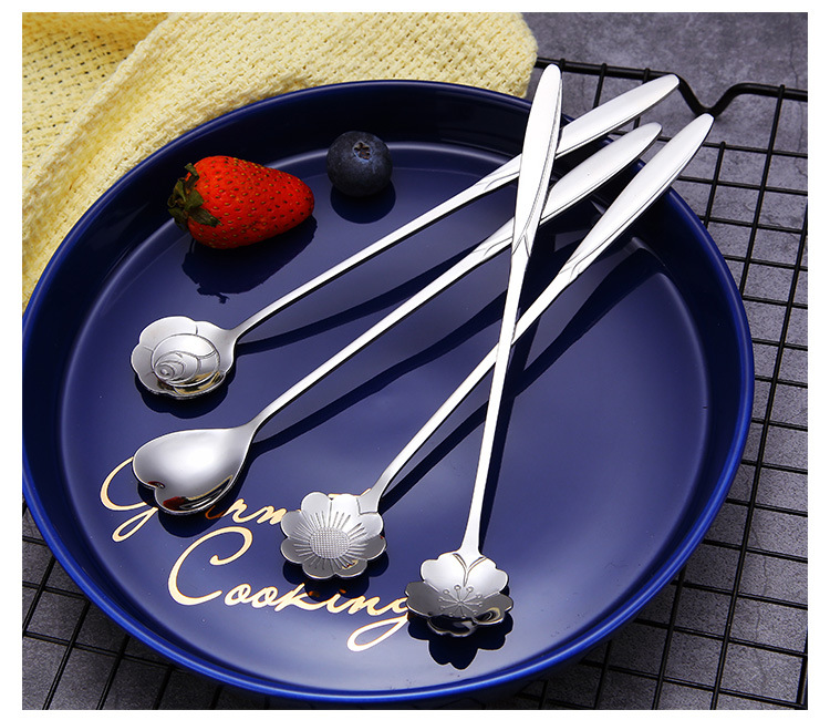 不锈钢樱花勺婚礼伴手礼玫瑰花勺子燕窝蜂蜜勺不锈钢咖啡勺详情11