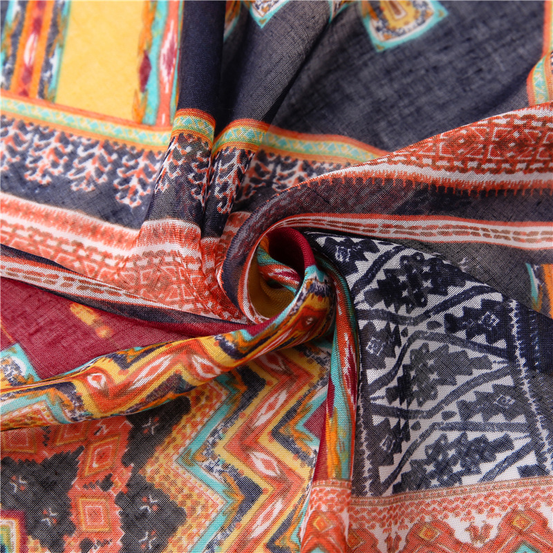 Japanese-style artistic and fresh cotton and linen scarf, retro patchwork Bohemian cashew print silk scarf, beautiful sun protection scarf, whisker, Korean cotton dense Bali gauze scarf shawl pic 24
