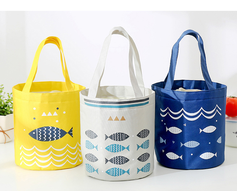 New hand-held drawstring bento bag, large-capacity fresh-keeping, heat-insulating and refrigerated lunch box bag, round bucket, thickened aluminum foil heat-insulating bag pic 15