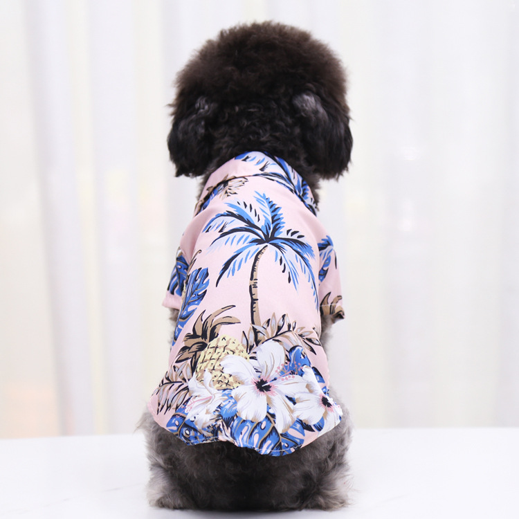 Pequeño y mediano perro playa piña camisa hawaii mascota perro gato golden hair primavera verano fino ropa artículos pic 25