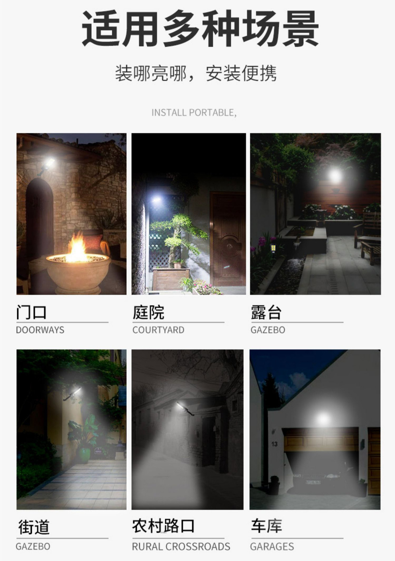 太阳能路灯一体化家用花园景观庭院灯户外防水遥控感应新农村壁灯详情14