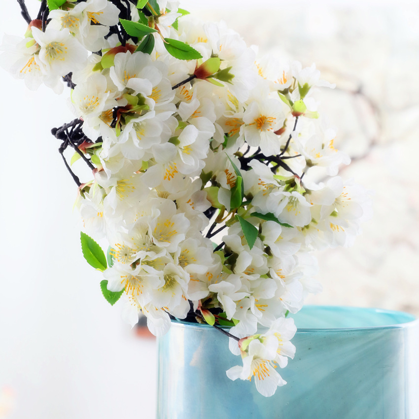 Red plum blossoms, artificial flowers, large foam branches, cherry blossoms, silk flowers, soft furnishings, home decoration, scene arrangement, artificial plants, ecological beautification of space pic 11