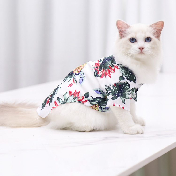 Pequeño y mediano perro playa piña camisa hawaii mascota perro gato golden hair primavera verano fino ropa artículos pic 22