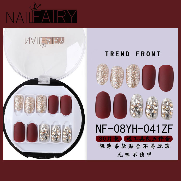 Customized new acrylic box wearable nails, finished nail plates, packaging logo, customized nail art plates, fake nails pic 26