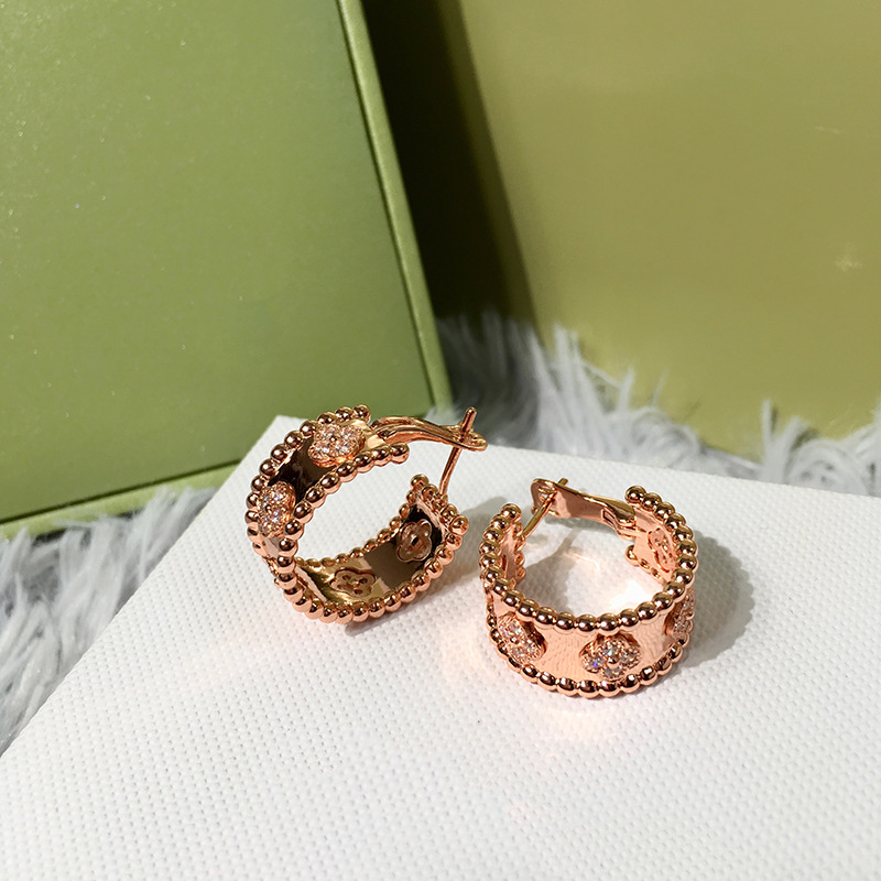 【08】 Wholesale of new exquisite and beautifully matched four-small diamond rice bead earrings for foreign trade jewelry pic 9