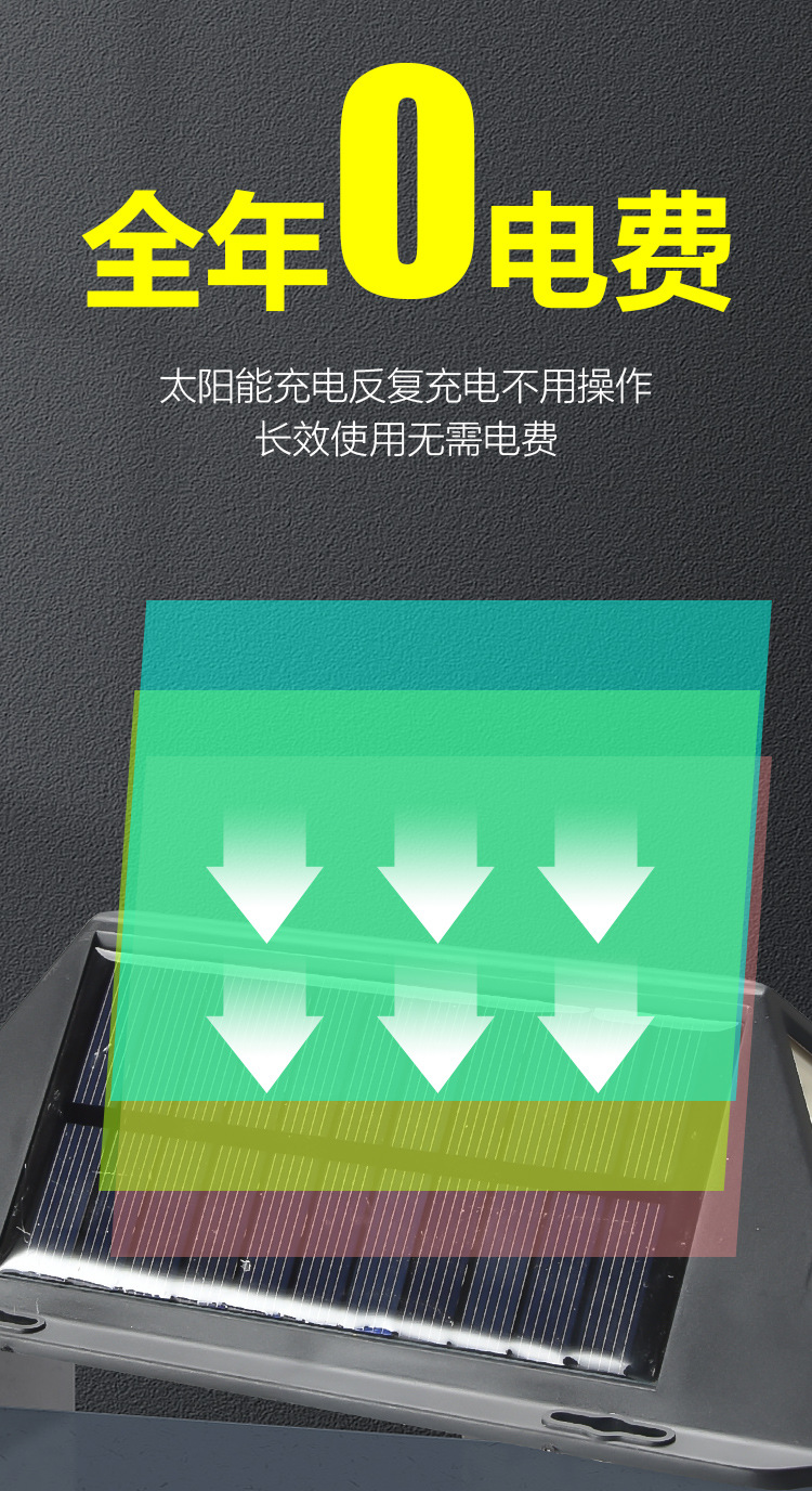 100LED太阳能灯人体感应灯壁灯户外防水花园庭院灯墙壁灯照明路灯详情6