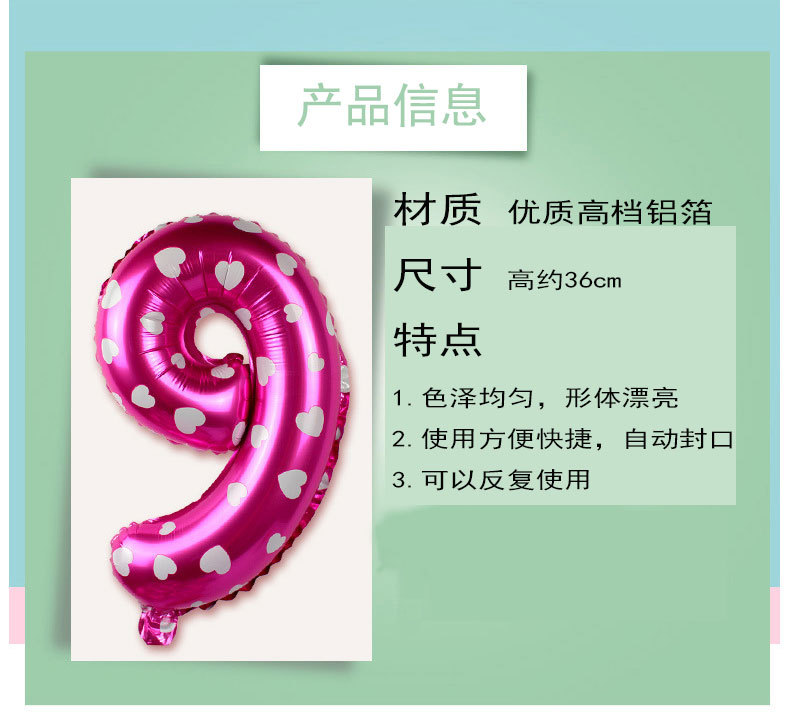 厂家16寸小号数字铝膜气球婚庆生日派对装饰布置用品数字气球 pic 4