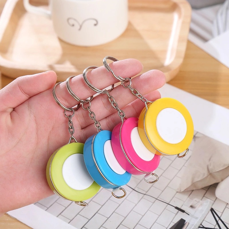 Mini cute candy-colored keychain tape measure, portable small tape measure, clothing measuring tape, gift tape measure, LOGO printed wholesale pic 2