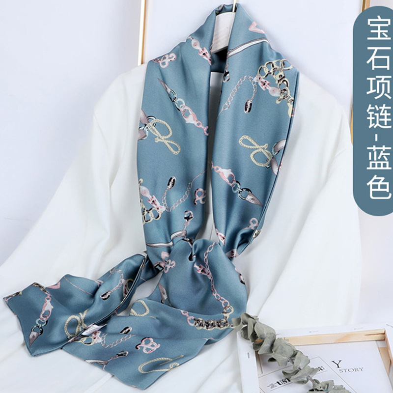 爆款长条小丝巾长款装饰围巾绸缎飘带职业装搭配商务小领巾女礼品详情18