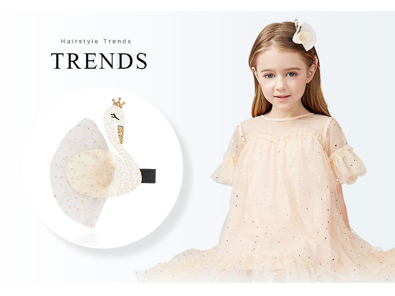 公主复古网纱立体皇冠发夹20402韩版女童发夹儿童天鹅星星发夹详情3