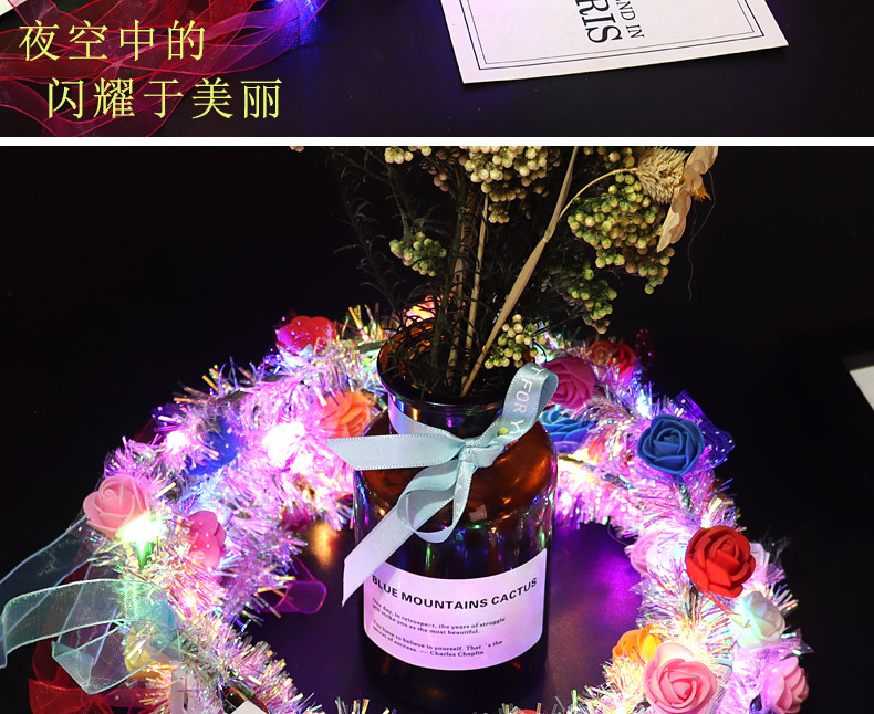 新款发光金丝花环十灯泡沫旅游景区扫码闪光头饰夜市地推玩具批发详情12