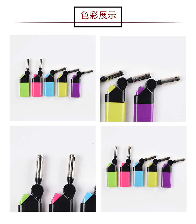 亚马逊家用厨房煤气灶点火器彩色充气明火打火机迷你点枪可旋转详情6