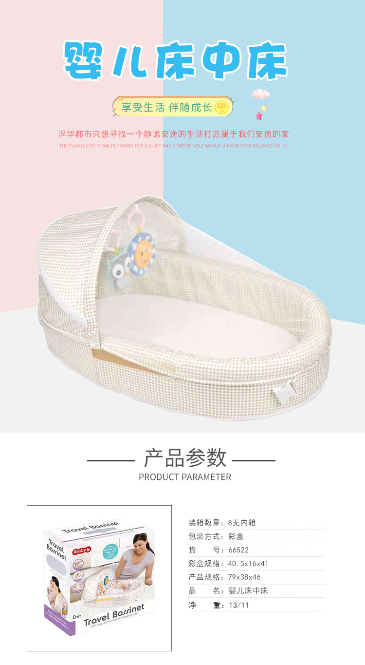 Portable bed-in-bed, movable and foldable crib, multi-functional baby bed, anti-squeeze baby bionic bed pic 1