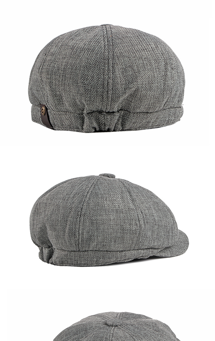 Octagonal hats for men, thin and breathable faux linen caps for spring and summer, British retro casual berets for children pic 6