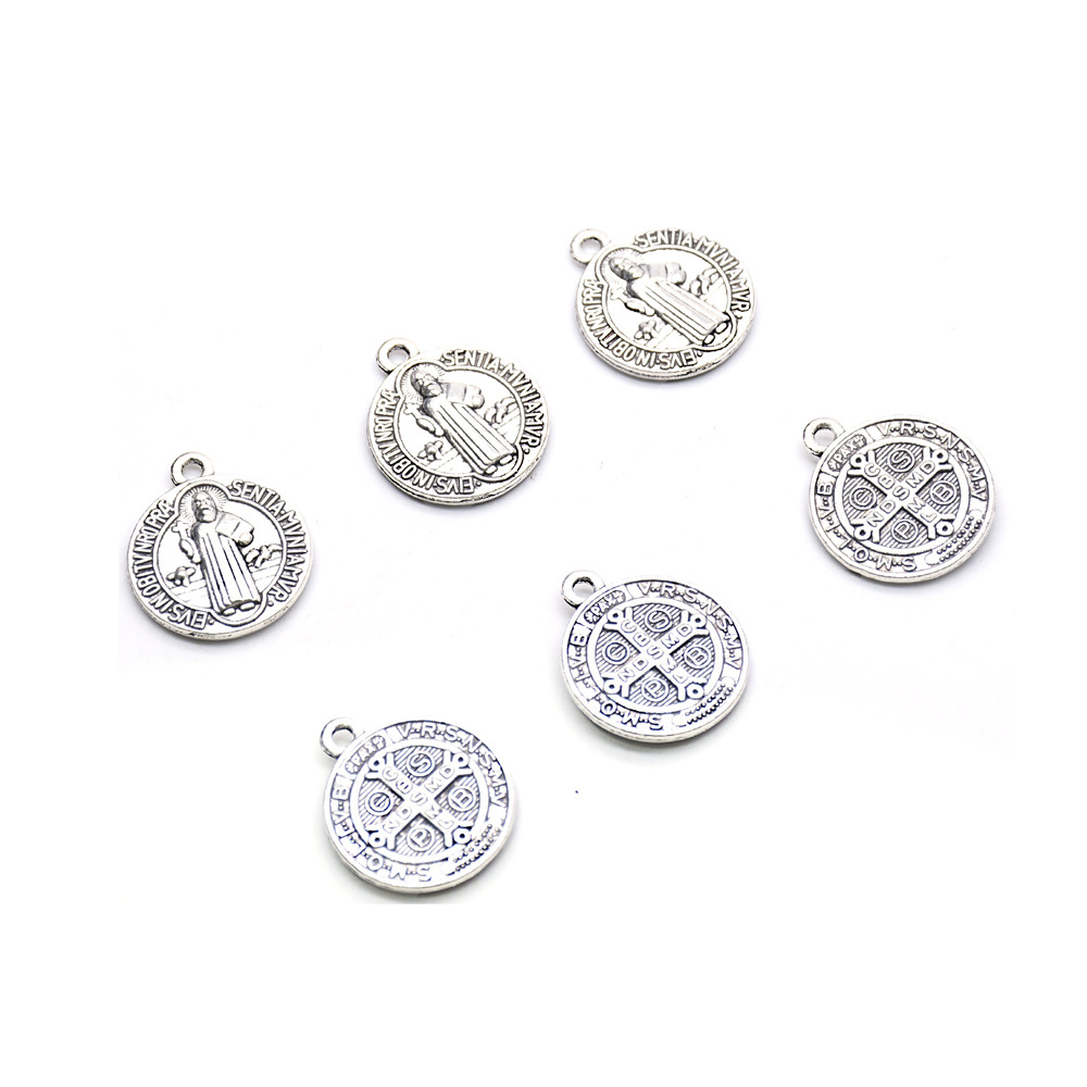 20 pieces per pack: Pendant accessories, bracelet, pendant, Saint Benedict retro silver alloy accessories, rosary DIY ornaments pic 4