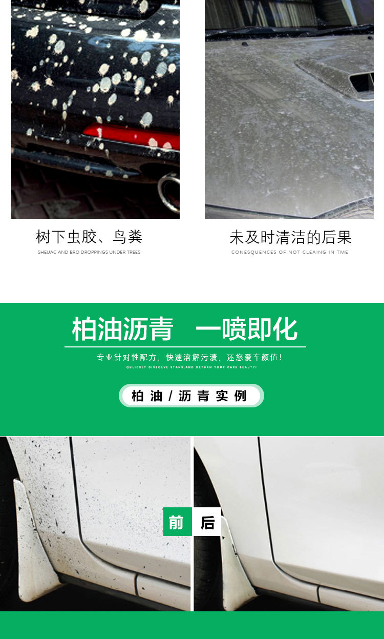 车益捷柏油清洁剂汽车漆面虫胶树脂不干胶沥青清洗剂不伤漆面详情5
