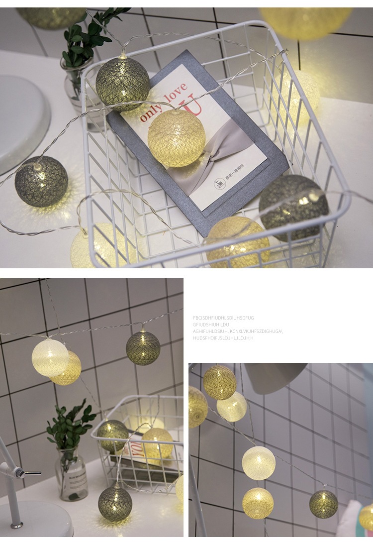 泰国棉线球彩灯电池盒灯串LED圣诞节灯节日装饰圣诞树家居布置详情5