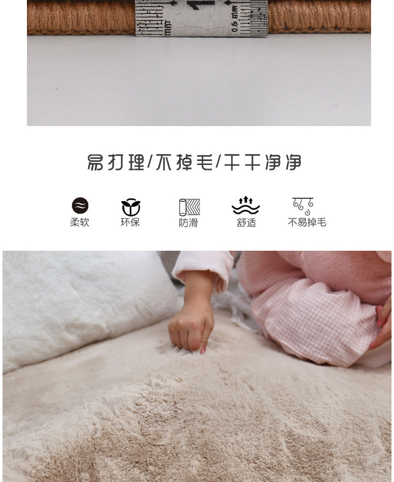 外贸跨境北欧风仿兔毛绒地毯客厅卧室门厅加厚家用地垫床边毯ins风地垫地毯详情4