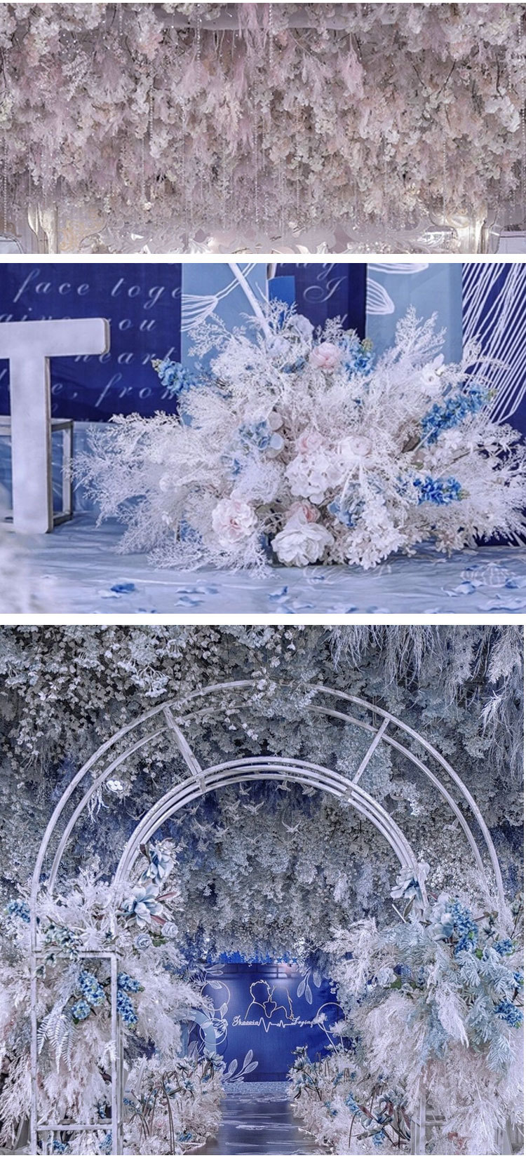 仿真迷雾花香槟色白色雾凇草婚礼堂仿真花装饰吊顶造景假花塑料花详情8