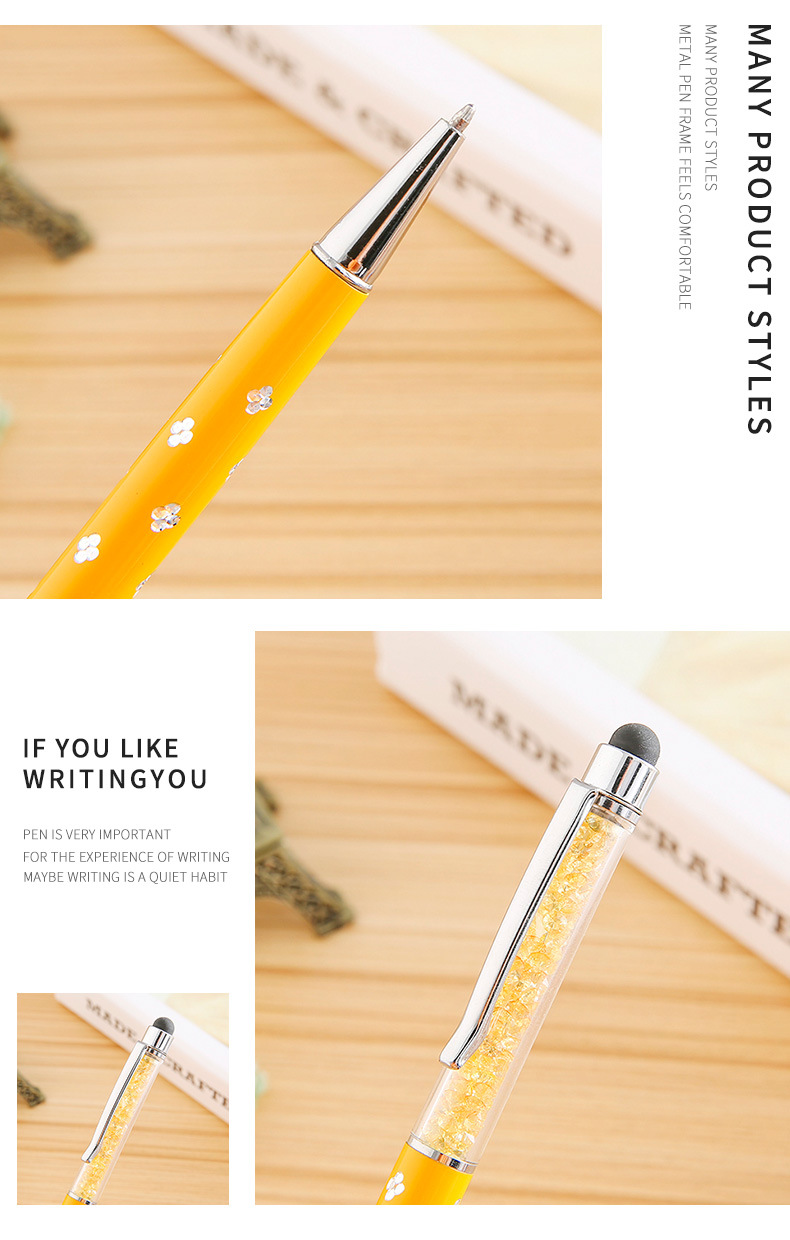 Plum blossom crystal pen, capacitive touch screen, metal ballpoint pen, multi-functional pen that can print logos, festival gift pen, diy pic 7