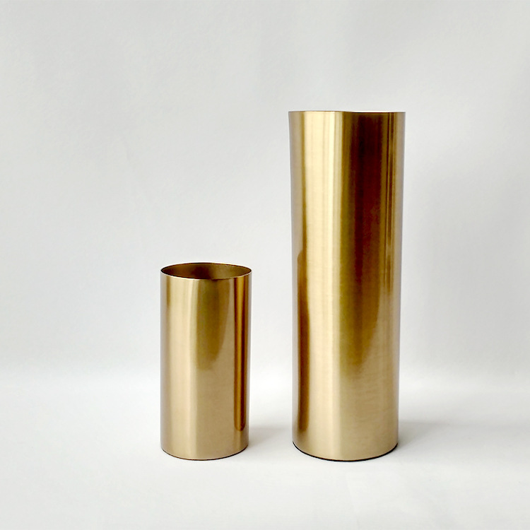 Nordic style creative metal electroplated golden cylindrical vases, flower vases, sample room European-style home soft decoration items pic 4