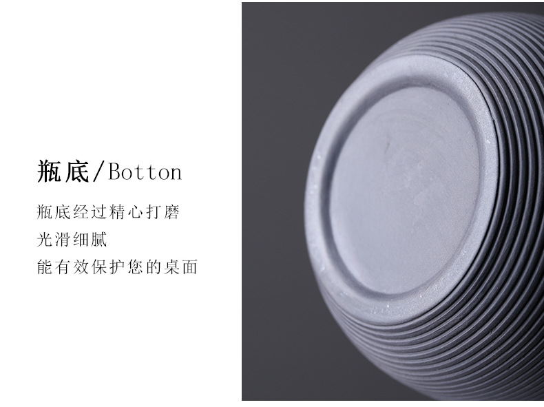 2025现代简约陶瓷插花花瓶创意拉丝复古黑白色干花器北欧家居装饰摆件花瓶陶瓷装饰家居摆件酒店用品简约花瓶摆件详情9