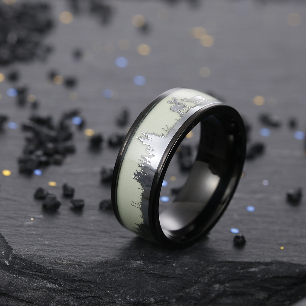 Cross-border best-selling Christmas gifts: Deer titanium steel luminous ring Christmas jewelry wholesale pic 7