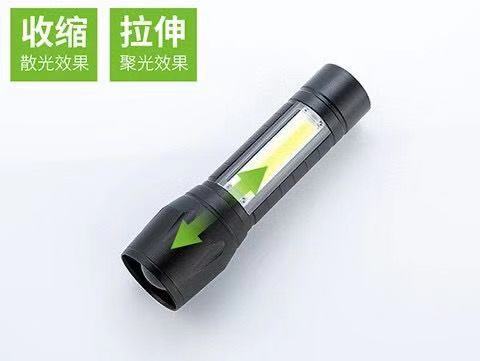 带COB侧灯USB充电迷你小手电筒可做台灯户外便携聚光铝合金小手电详情16
