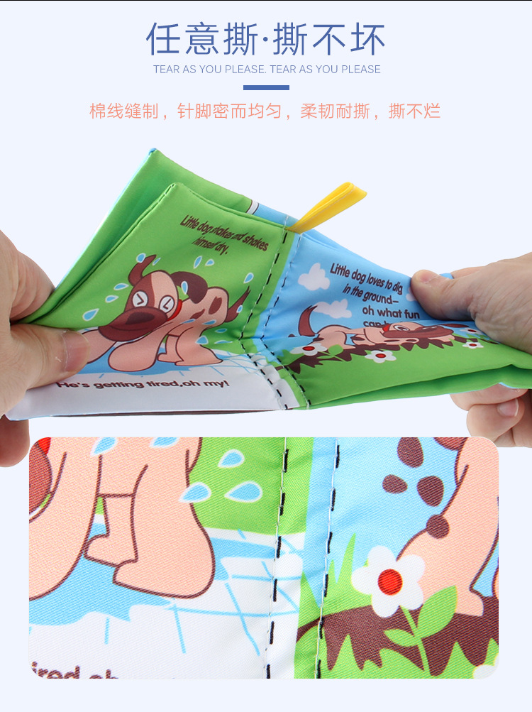 Amazon cross-border 3D baby cloth books, early education toys, English palm books, animal number recognition baby cloth books pic 38