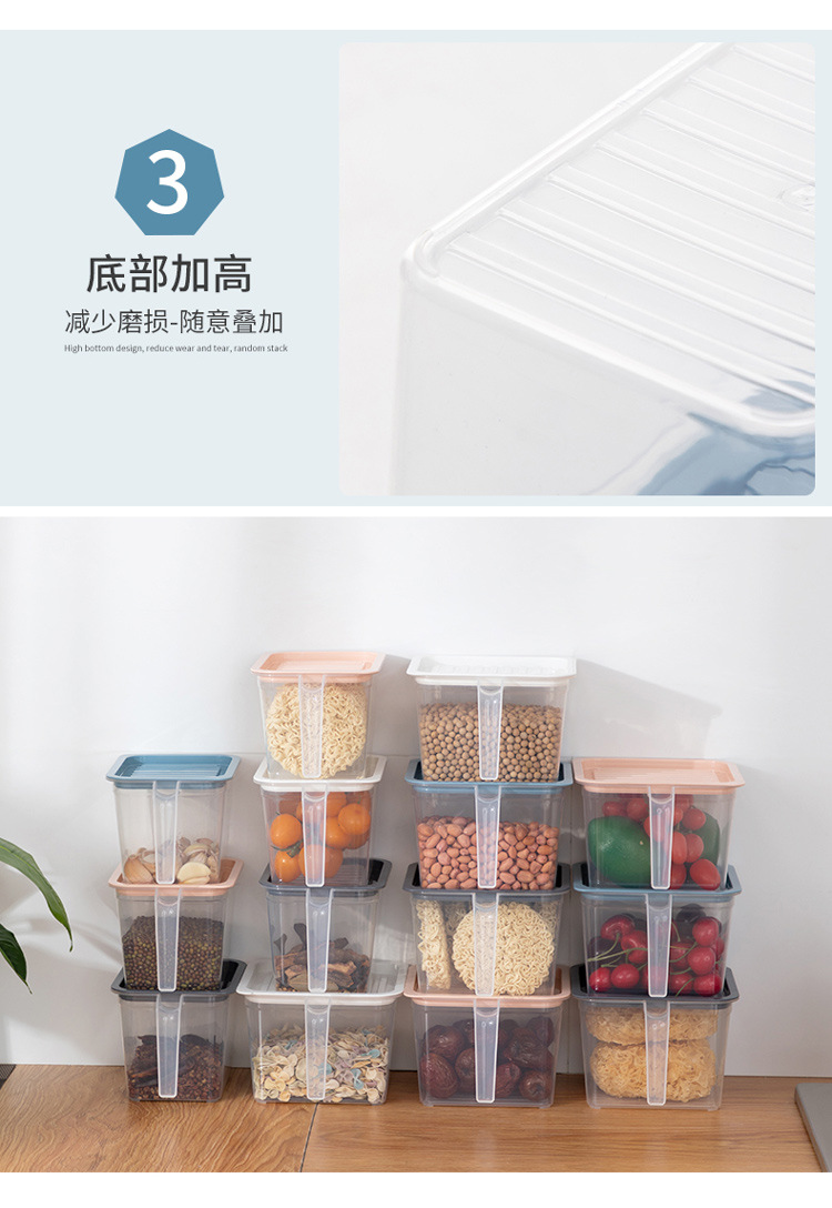 冰箱保鲜盒厨房带手柄塑料带盖密封食品水果收纳盒储物罐批发详情6