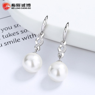 珍珠满钻耳环女925纯银小众轻奢设计圈圈耳扣法式高级感贝珠饰品详情9