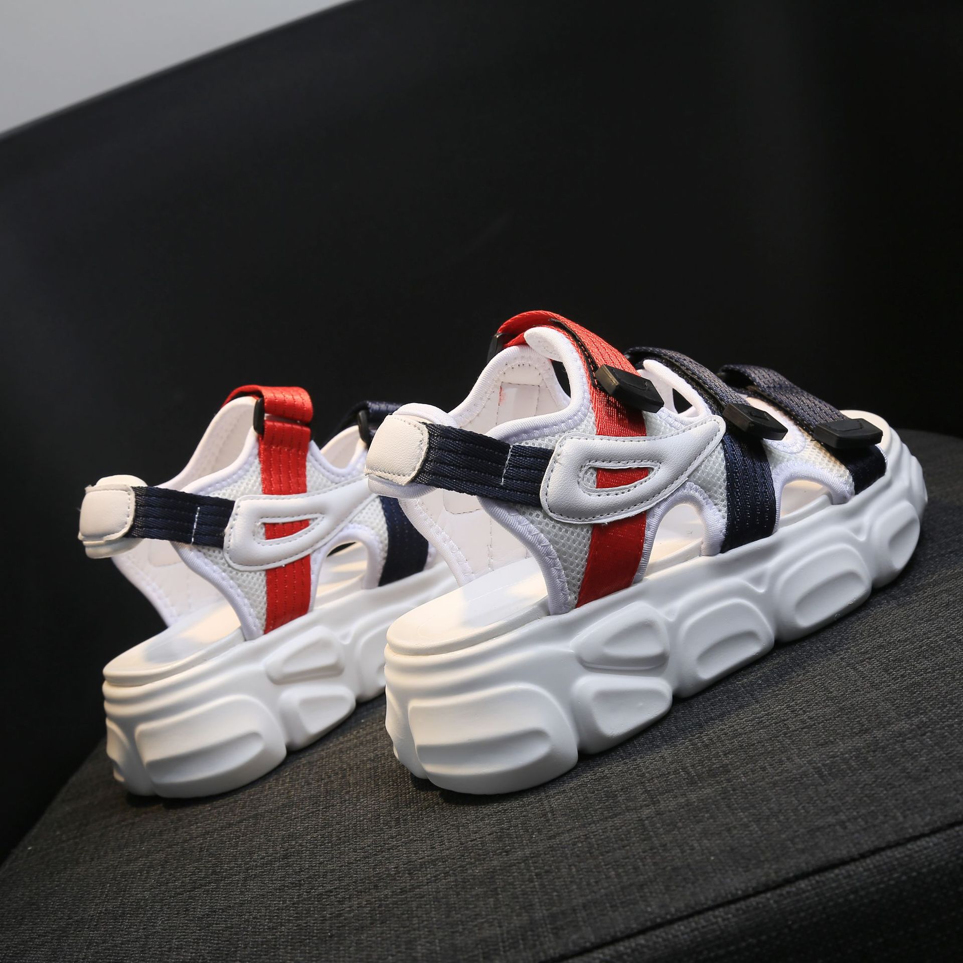 跨镜凉鞋女2025夏季新款韩版学生耐地磨轻便厚底魔术贴松糕鞋批详情59