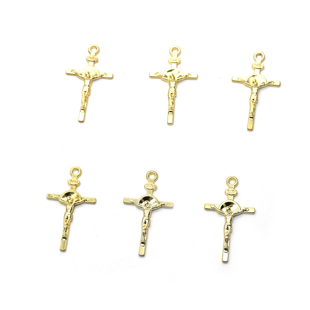 (10 pieces per pack) Cross pendant, gold DIY jewelry accessory, rosary necklace pic 4