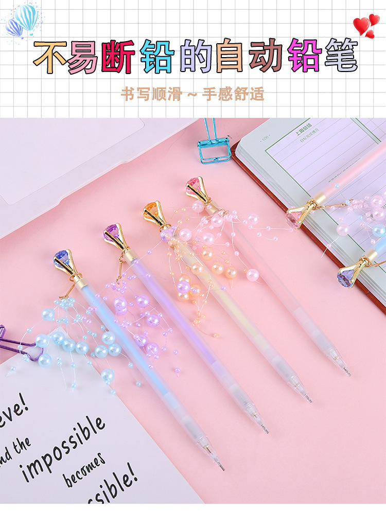 Oufeiya 5380 Diamond and Pearl Pendant, Activity Pencil, Cute and girlish heart Pendant, Mechanical pencil, Office stationery pic 1