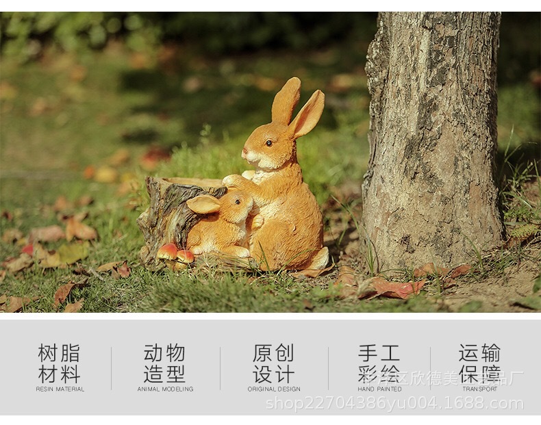 Cross-border supply, little Rabbit outdoor garden ornaments, potted plants, landscaping, bonsai sculptures, decorative items, resin handicrafts pic 3