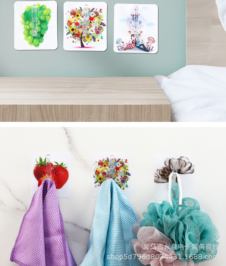 【1-1区】花片【衣帽钩】1500/件粘钩衣帽钩厨房浴室粘胶免打孔新款无痕亚克力挂钩批发详情15