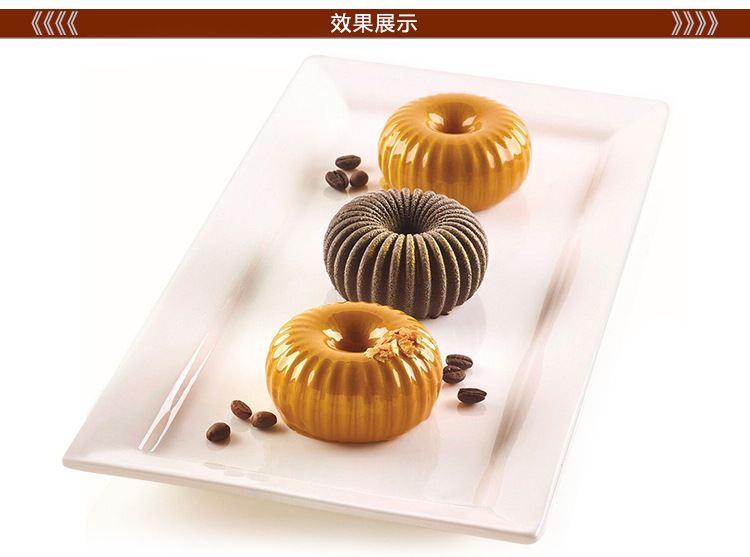 厂家直供6连甜甜圈蛋糕硅胶模具食品用易脱模受高温烘焙模具详情3