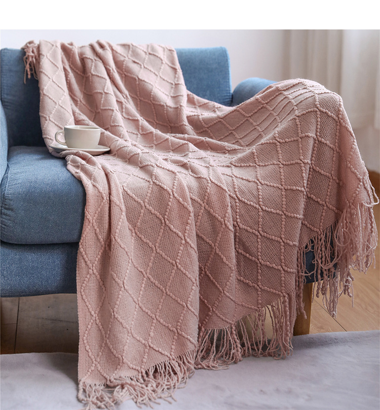 Knitted blanket, sofa blanket, cover blanket, fringed thin blanket, office air conditioning blanket, bay window blanket, summer nap blanket, small blanket pic 33