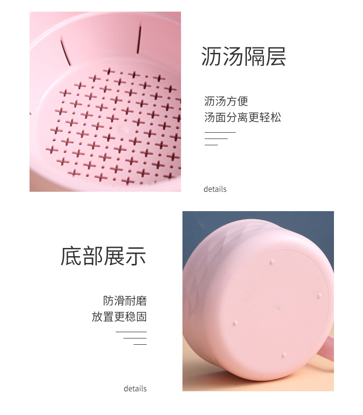 Factory direct sales of bamboo fiber instant noodle bowls, round bento boxes with LIDS for student dormitories, Korean-style instant noodle bowl wonders pic 11