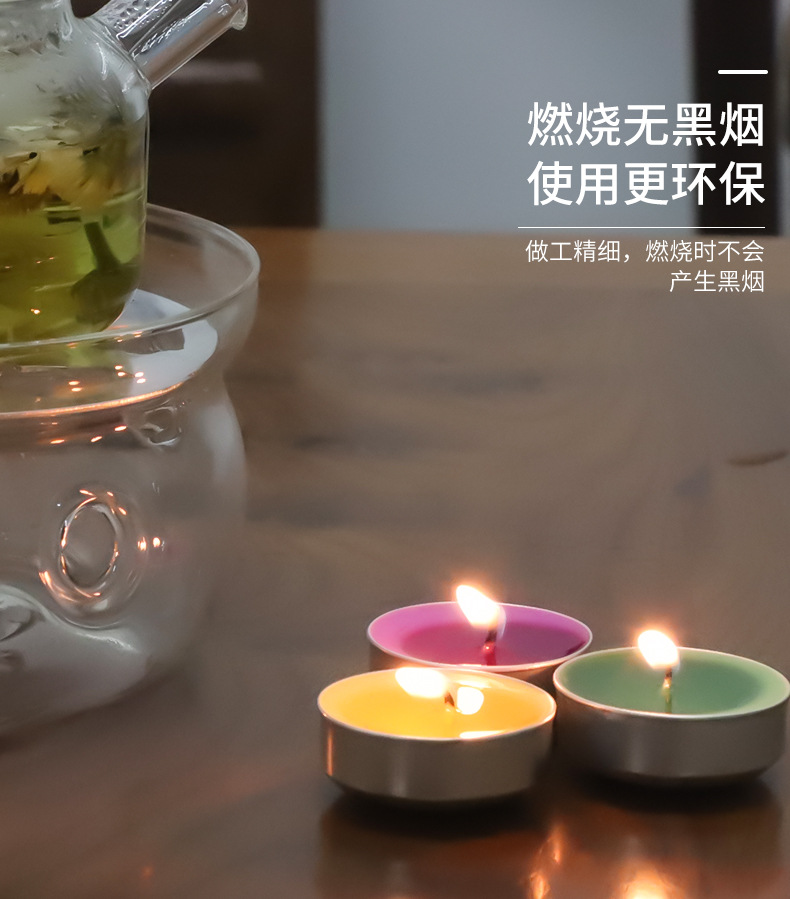 Smokeless candle lamp, natural plant confession, colorful small candle, 2-4 hours for boiling tea, warming tea, scented lamp, tea wax pic 3