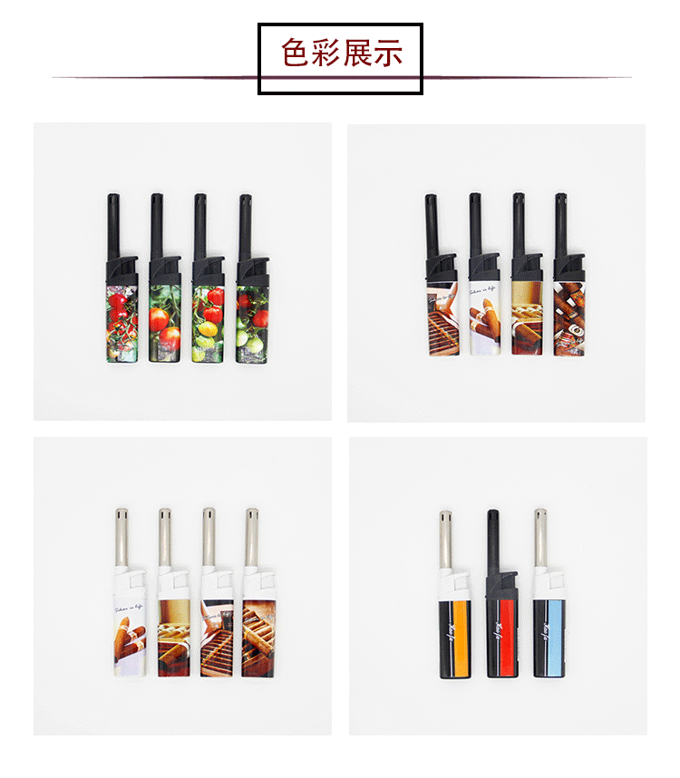 亚马逊现货安全便携长管打火机明火厨用香薰点烟引火打火机混色详情6