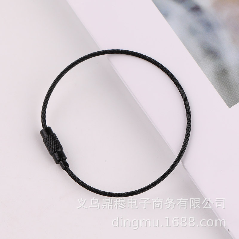 Metal colored spray-painted steel wire ring, steel wire rope rotating screw, key ring, key buckle diy bag pendant accessories pic 9