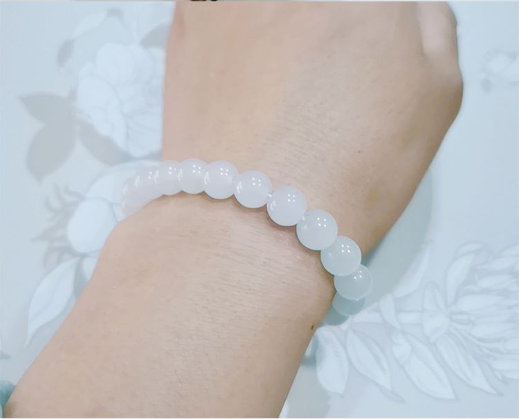 High-quality imitation Hetian white jade round bead bracelet, Hetian jade bracelet 8mm, 10mm, 12mm DIY bracelet pic 10