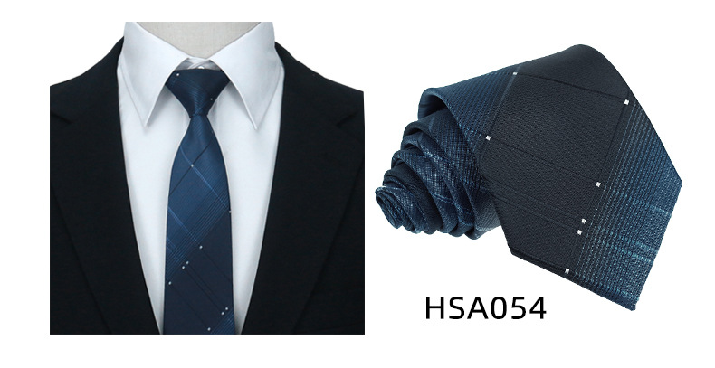 男士高级商务领带制服西装休闲7.5cm宽涤丝婚礼伴郎手打格子领带详情22