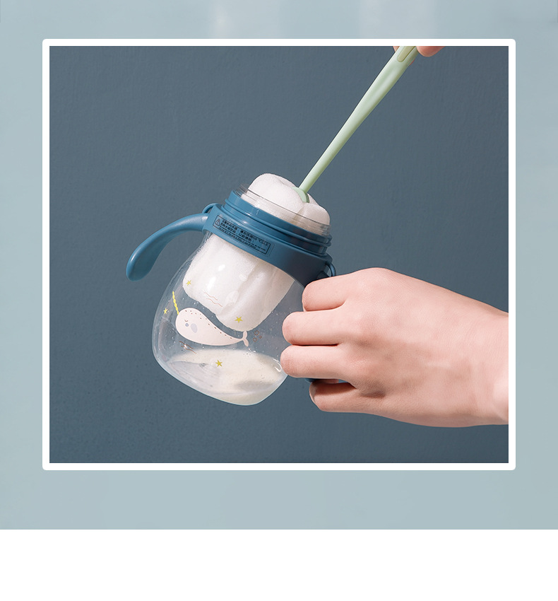 Cup brush, a perfect cup cleaning tool, water cup cleaning, long-handled baby bottle cleaning brush, no blind spots, tea stain removal sponge small brush pic 5