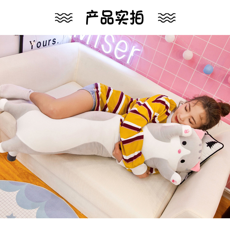 厂家批发可爱猫咪毛绒玩具抱枕长条猫公仔懒人抱睡觉娃娃玩偶女孩详情29
